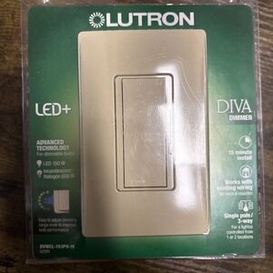 Lutron Diva Single-pole/3-way LED Rocker Light Dimmer Switch w/Wall Plate, Ivory